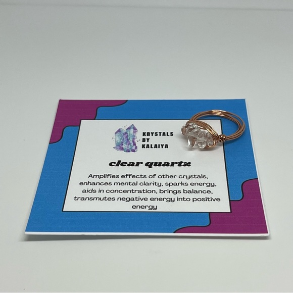 Rose Gold Clear Quartz Reiki Infused Fidget Ring Krystals By Kalaiya Handmade - Picture 5 of 7